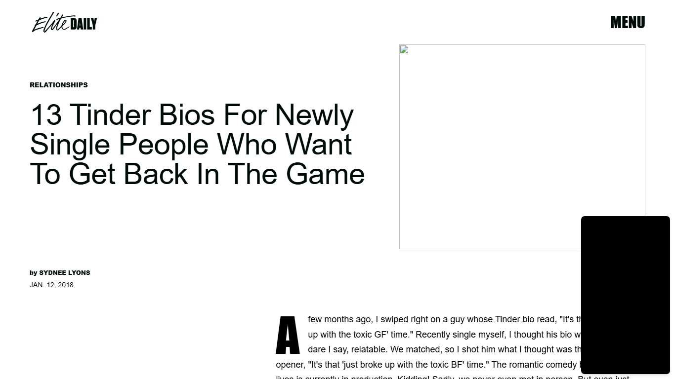 13 Tinder Bios For Newly Single People Who Want To Get Back In The Game